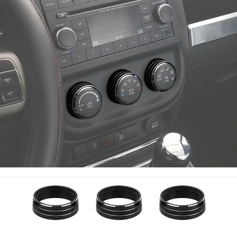 For Jeep Wrangler JK 11-18/ Compass Patriot 10-16 / Liberty 08-12 Air Conditioner Switch Knob Trim Ring
