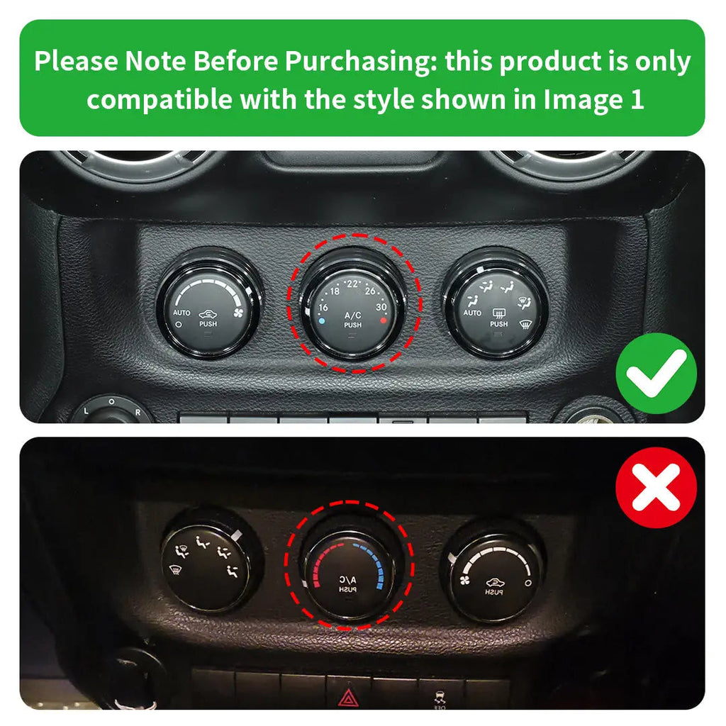 For Jeep Wrangler JK 11-18/ Compass Patriot 10-16 / Liberty 08-12 Air Conditioner Switch Knob Trim Ring