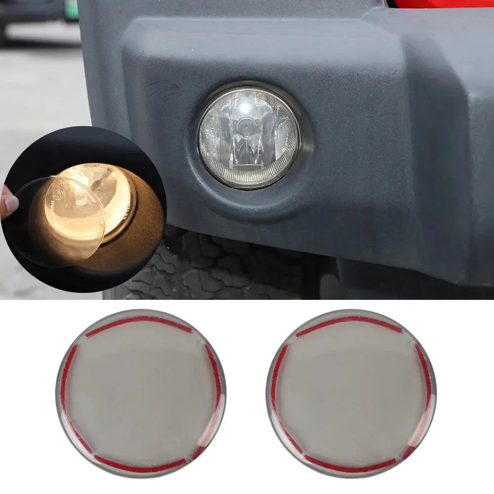 For Jeep Wrangler JK 2007-18 /Compass 08-10 /Patriot 11-16 Smoked Front Fog Lamp Light Cover Trim Blackened