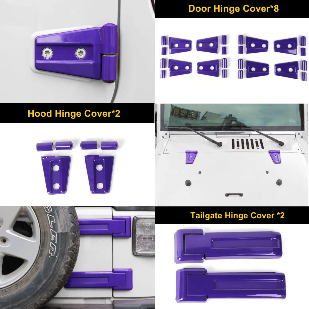 For 2007-2018 Jeep Wrangler JK 4-Dr 12 PCS Door/Hood/Tailgate Hinge Cover Trim Kit