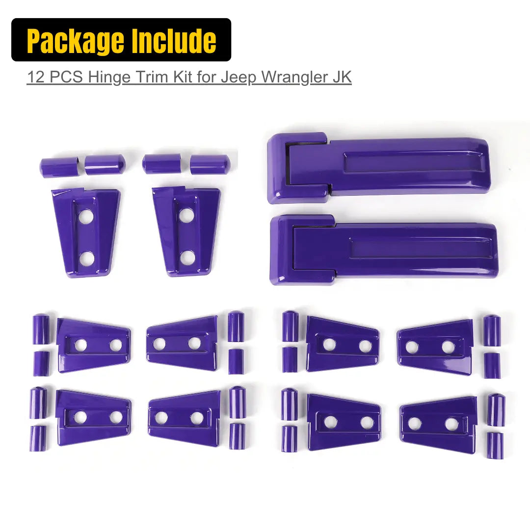 For 2007-2018 Jeep Wrangler JK 4-Dr 12 PCS Door/Hood/Tailgate Hinge Cover Trim Kit