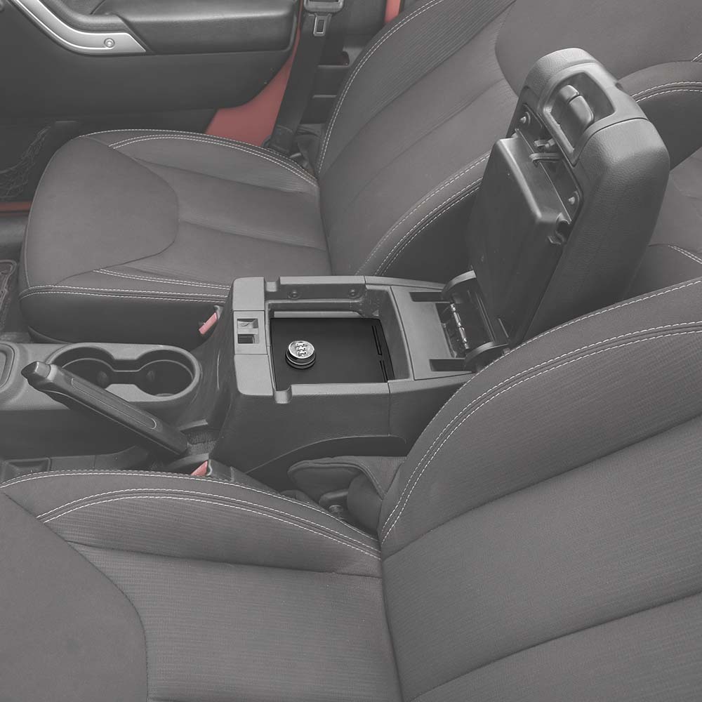 For Jeep Wrangler JK 2011-2018 Center Console Safe Box Armrest Storage Lock Box