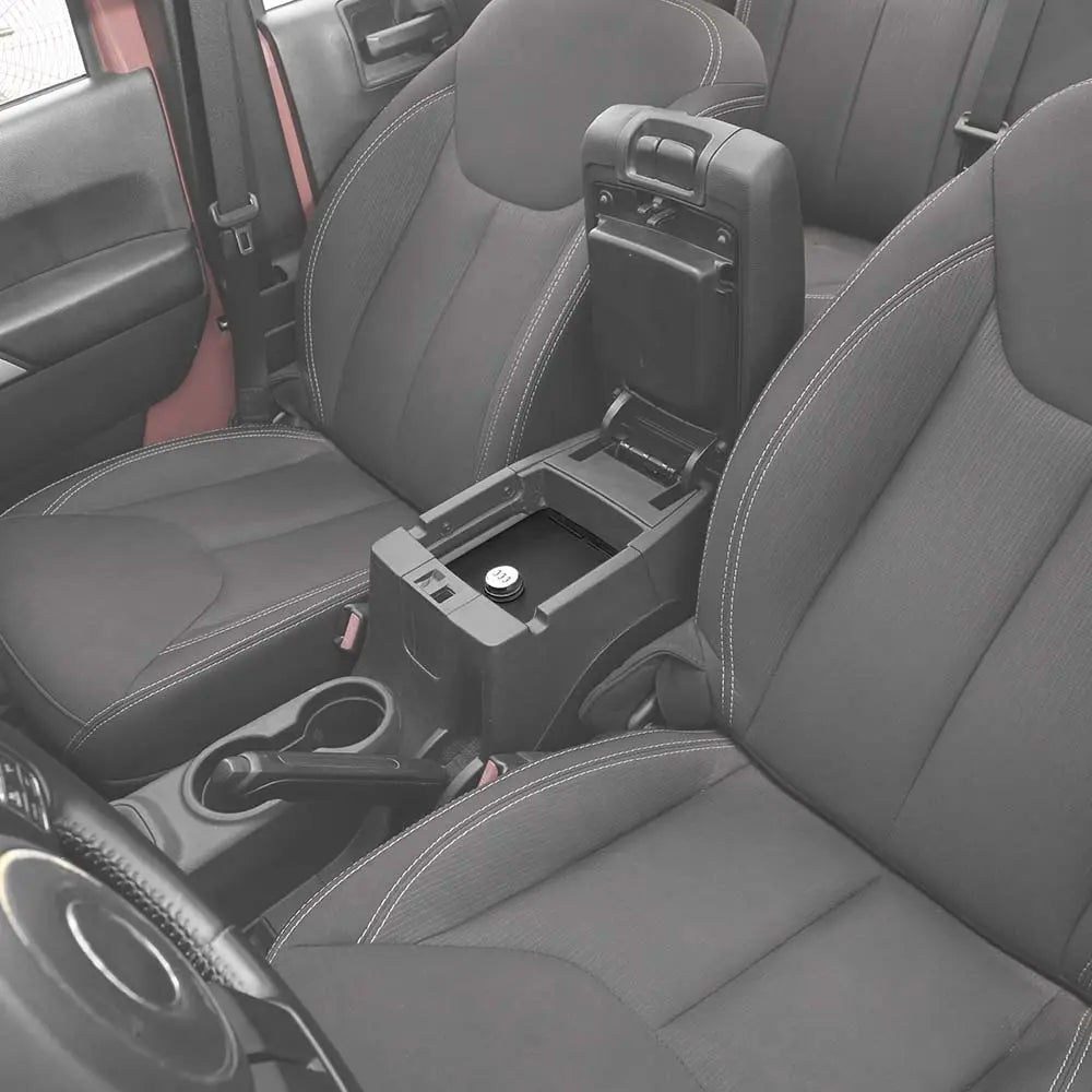 For Jeep Wrangler JK 2011-2018 Center Console Safe Box Armrest Storage Lock Box