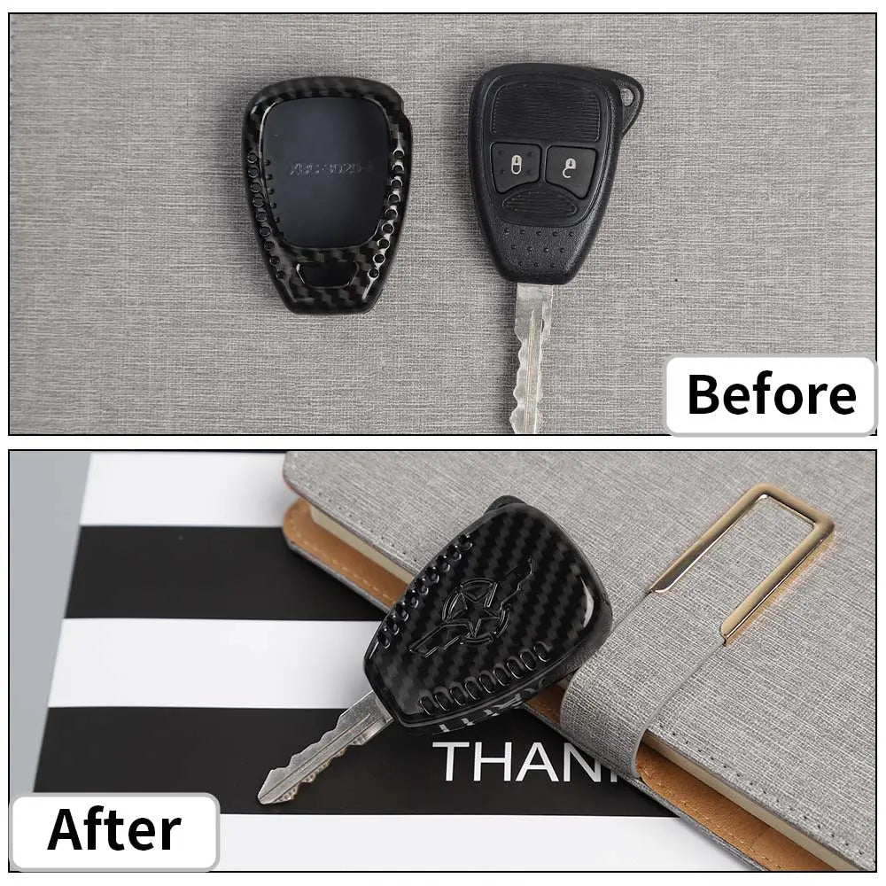For Jeep Wrangler JK JKU 2007-18 / Compass 2008-16 / Patriot 2011-16 Car Key Fob Cover Case