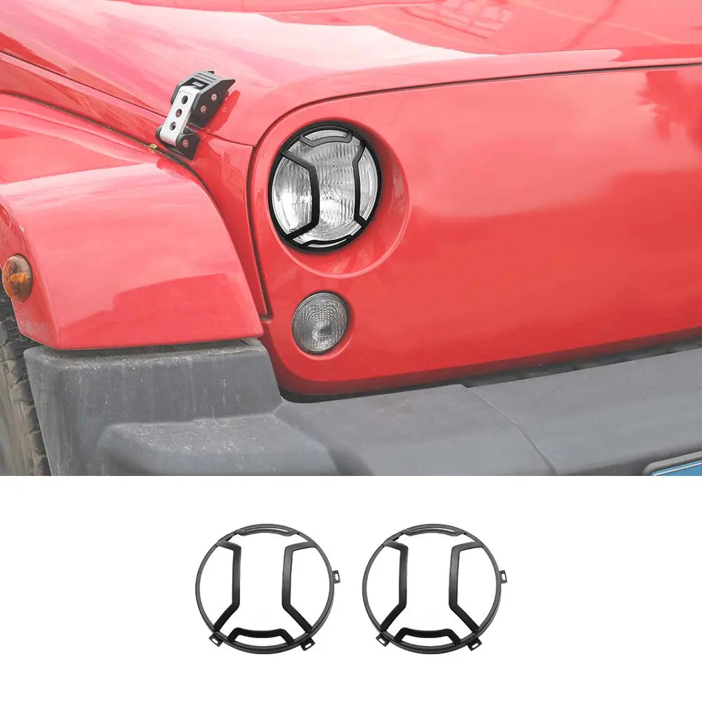 For 2007-2018 Jeep Wrangler JK/JKU Headlight Guard Cover Black