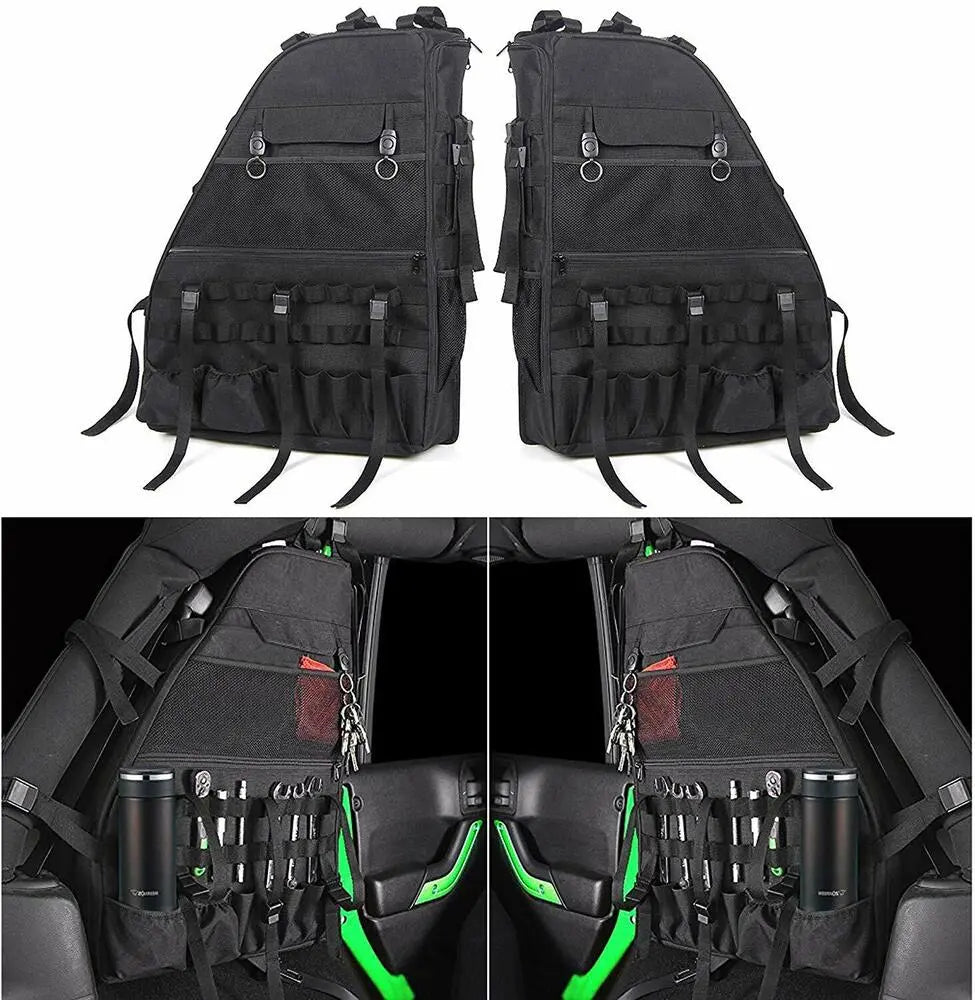 For Jeep Wrangler JK JKU 4 Doors Trunk Roll Bar Storage Bag Cage Multi-Pockets