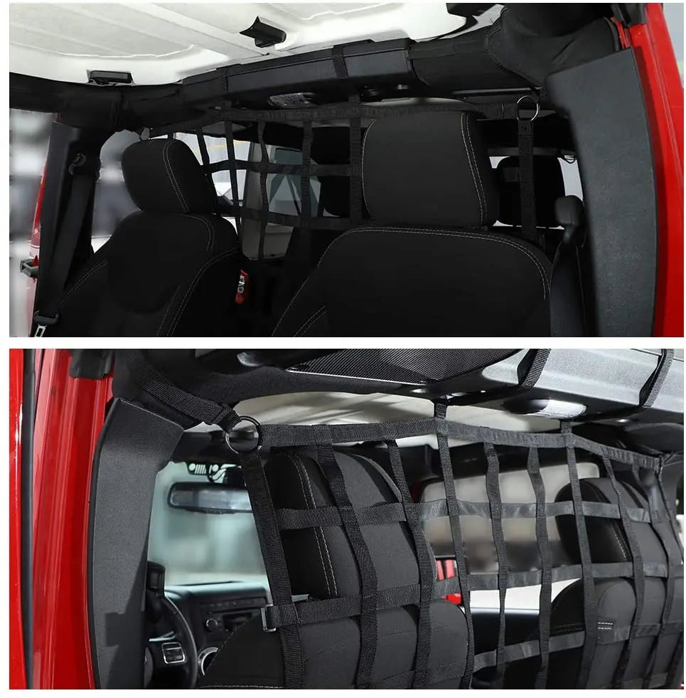 For Jeep Wrangler JK JKU JL JLU JT Rear Seat Net Mesh Cargo Net Dog Barrier