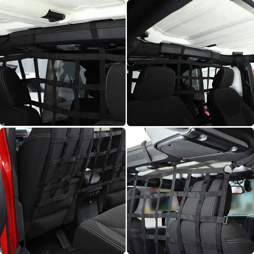For Jeep Wrangler JK JKU JL JLU JT Rear Seat Net Mesh Cargo Net Dog Barrier