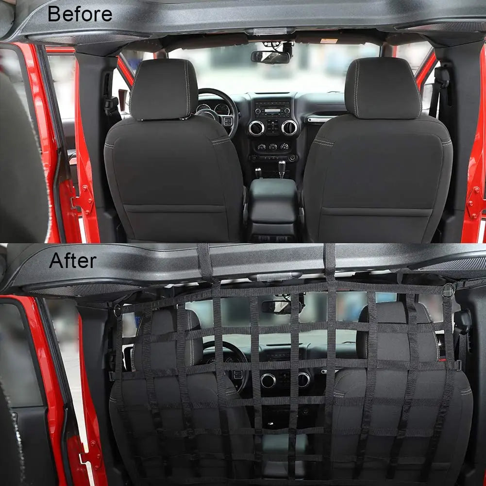 For Jeep Wrangler JK JKU JL JLU JT Rear Seat Net Mesh Cargo Net Dog Barrier