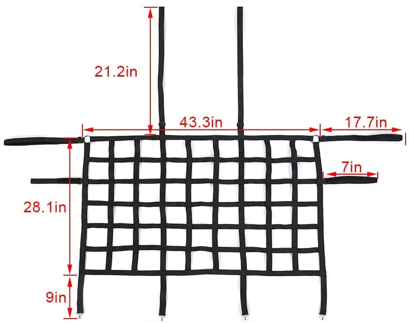 For Jeep Wrangler JK JKU JL JLU JT Rear Seat Net Mesh Cargo Net Dog Barrier
