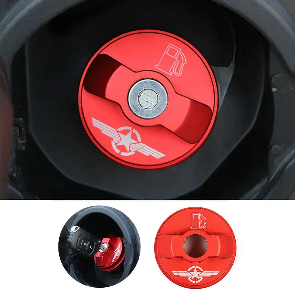 For Jeep Wrangler JK JKU JL JLU Red Fuel Filler Cover Gas Tank Cap Trim Cover