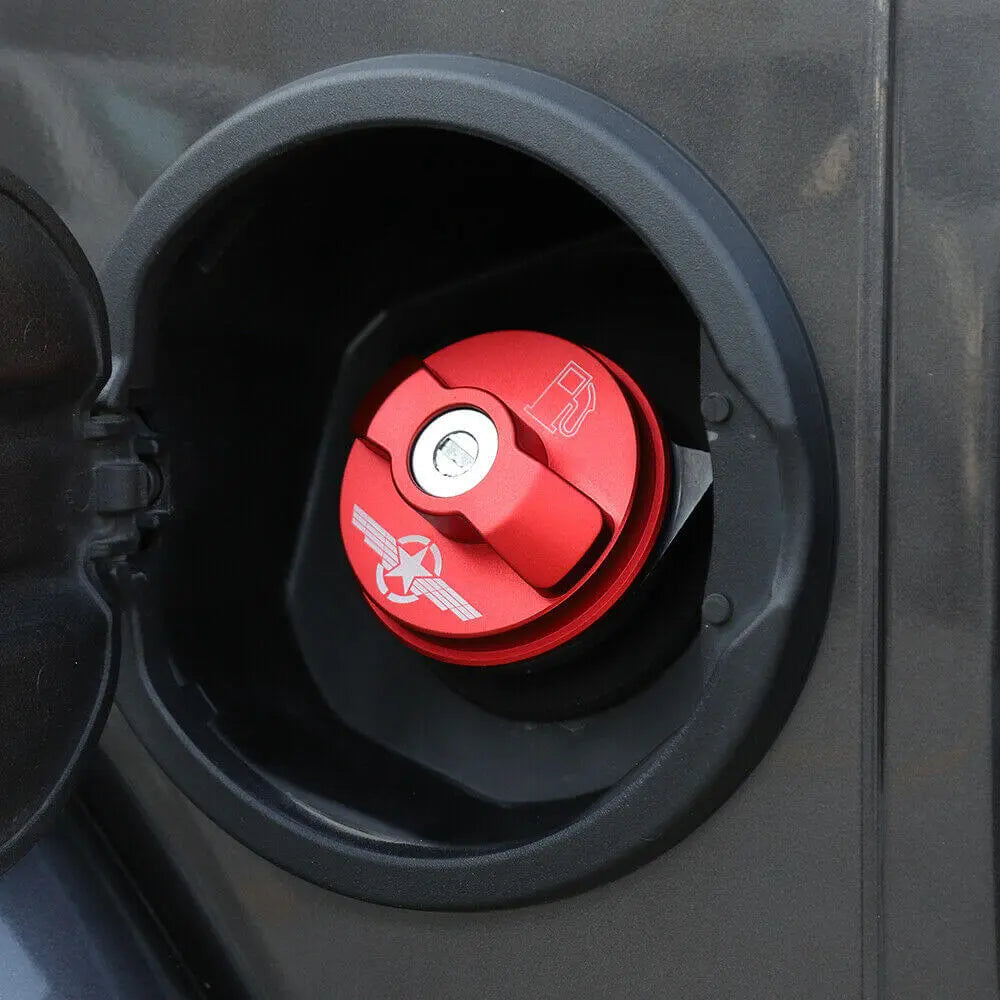 For Jeep Wrangler JK JKU JL JLU Red Fuel Filler Cover Gas Tank Cap Trim Cover