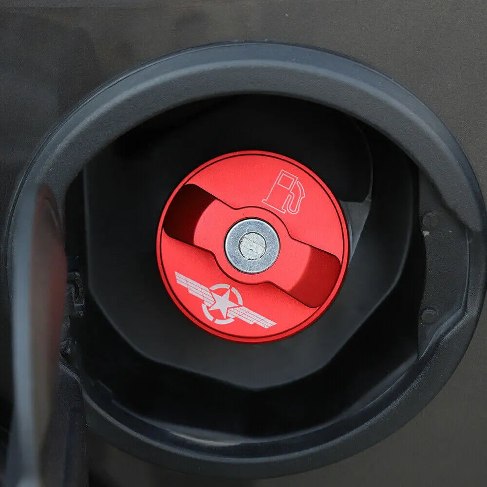 For Jeep Wrangler JK JKU JL JLU Red Fuel Filler Cover Gas Tank Cap Trim Cover
