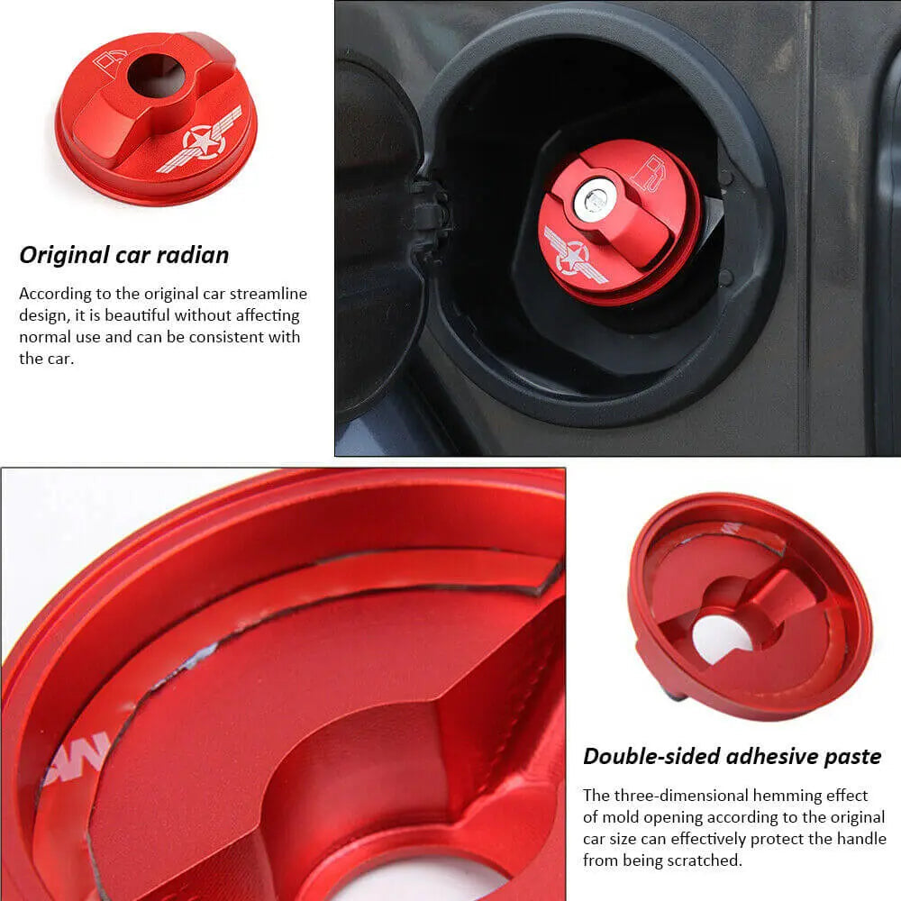 For Jeep Wrangler JK JKU JL JLU Red Fuel Filler Cover Gas Tank Cap Trim Cover