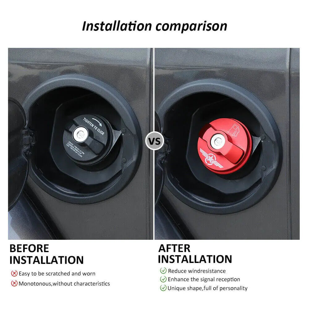 For Jeep Wrangler JK JKU JL JLU Red Fuel Filler Cover Gas Tank Cap Trim Cover