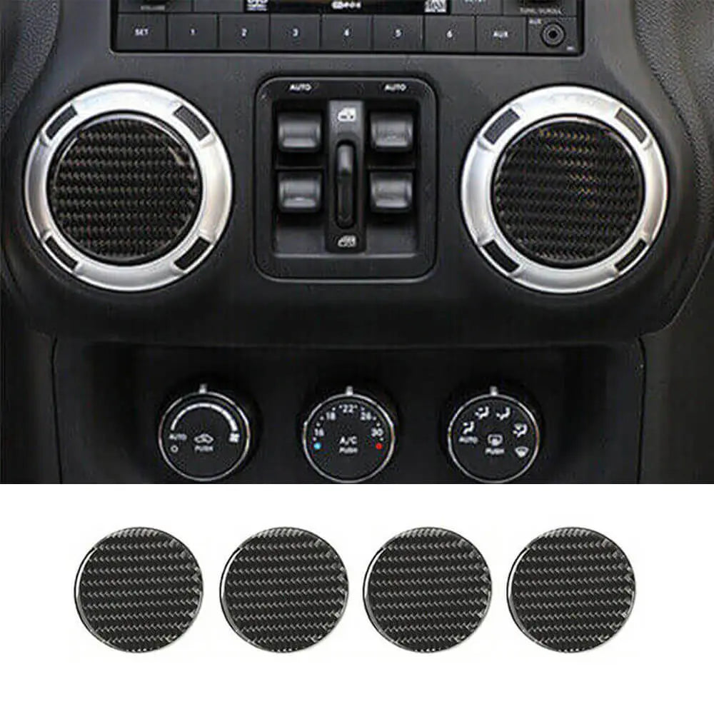 For Jeep Wrangler JK JKU JL JLU & Gladiator JT Dashboard Air Condition Vent Cover Trim Carbon Fiber