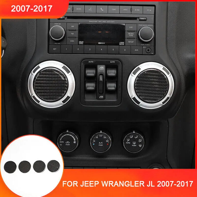 For Jeep Wrangler JK JKU JL JLU & Gladiator JT Dashboard Air Condition Vent Cover Trim Carbon Fiber
