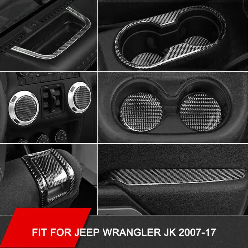 For Jeep Wrangler JK JKU JL JLU & Gladiator JT Dashboard Air Condition Vent Cover Trim Carbon Fiber