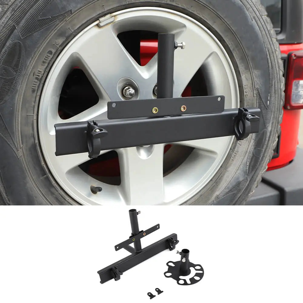 For Jeep Wrangler JK JKU Multi-function Spare Tire Flag Pole License Plate holder Mount