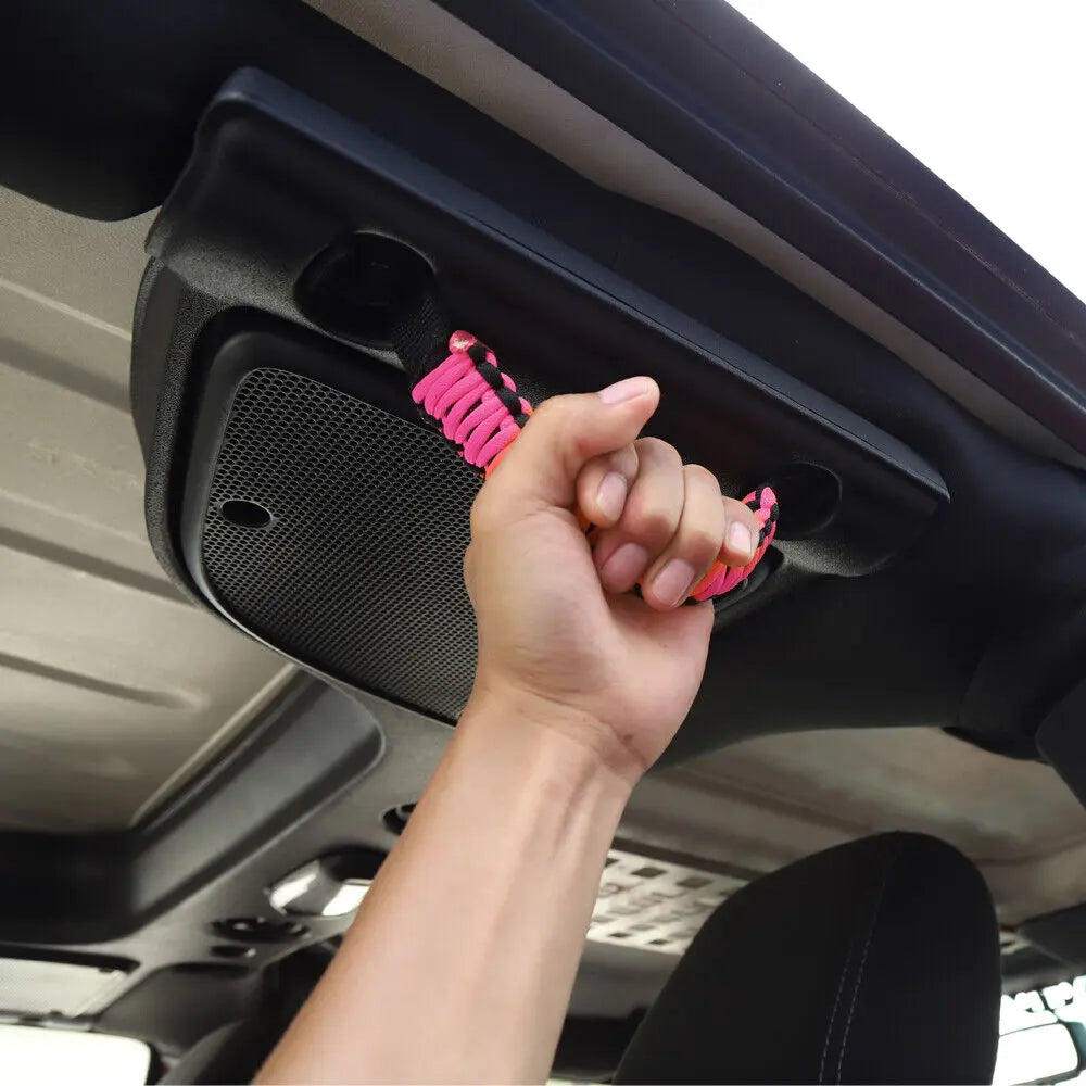 For 2007-2018 Jeep Wrangler JK JKU Top Roll Bar Grab Handles Paracord Grip Narrow Handle