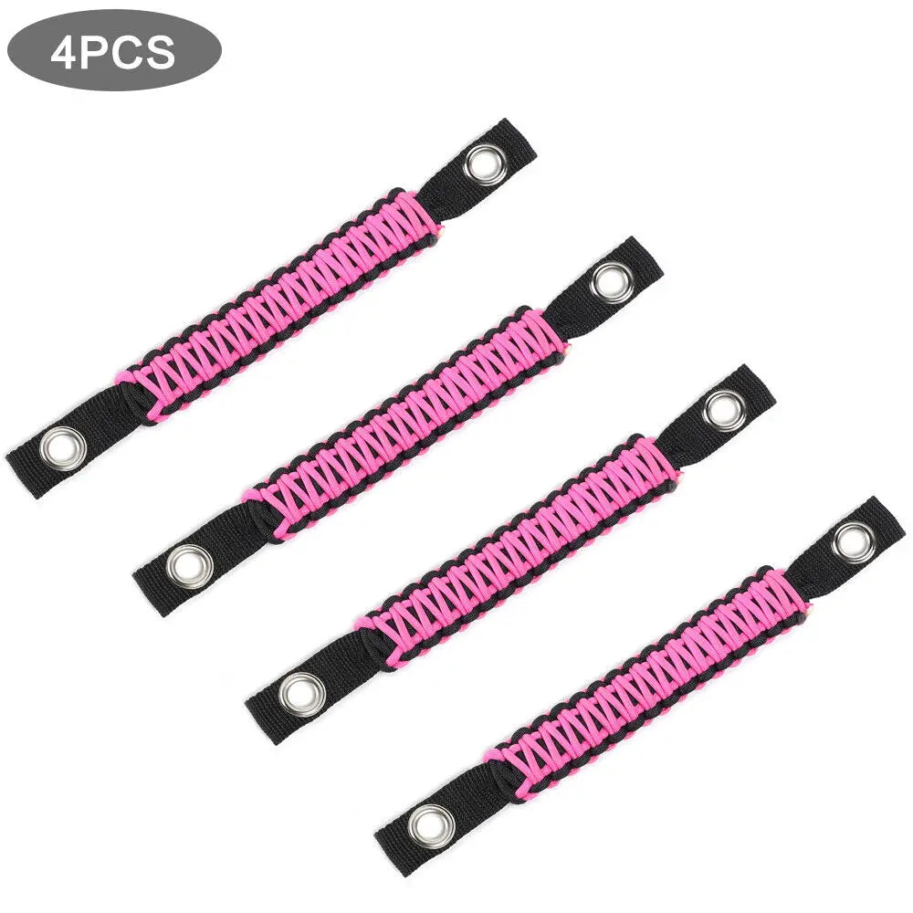 For 2007-2018 Jeep Wrangler JK JKU Top Roll Bar Grab Handles Paracord Grip Narrow Handle