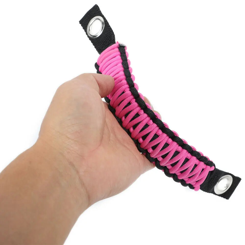 For 2007-2018 Jeep Wrangler JK JKU Top Roll Bar Grab Handles Paracord Grip Narrow Handle