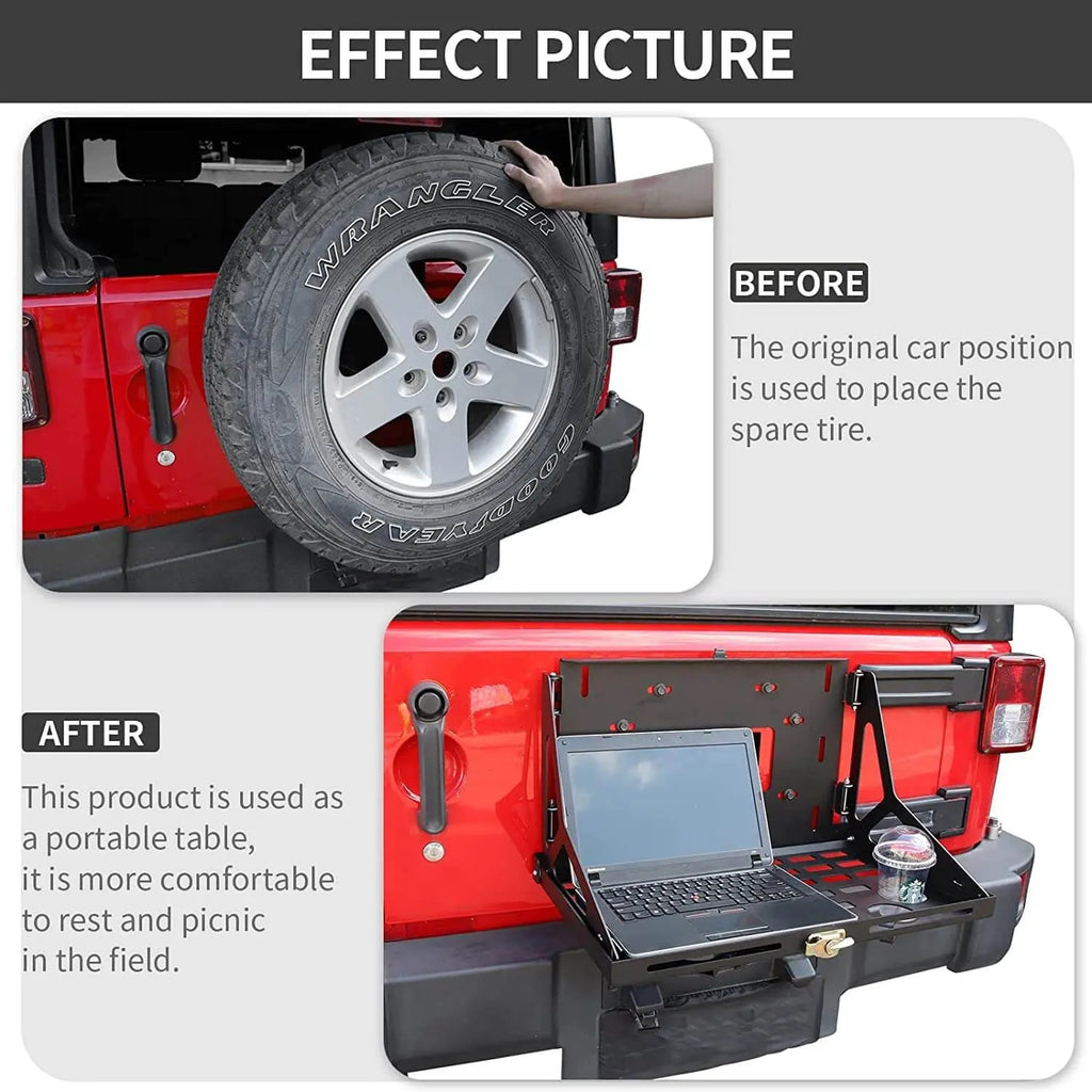 For Jeep Wrangler JK JL 2/4 Door Tailgate Table Metal Storage Rack Foldable Cargo Shelf