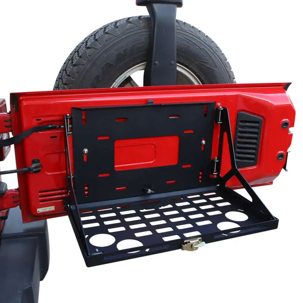 For Jeep Wrangler JK JL 2/4 Door Tailgate Table Metal Storage Rack Foldable Cargo Shelf