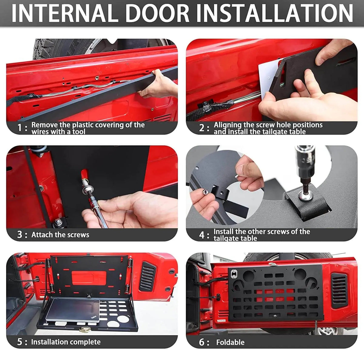 For Jeep Wrangler JK JL 2/4 Door Tailgate Table Metal Storage Rack Foldable Cargo Shelf