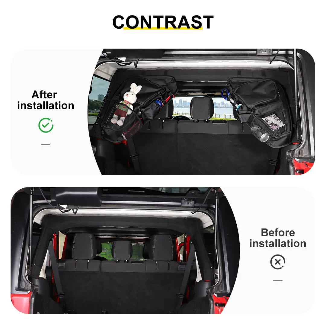For Jeep Wrangler JK JL 4-Door Version Interior Roll Bar Storage Bag Organizer Multi-Pocket  Accessories
