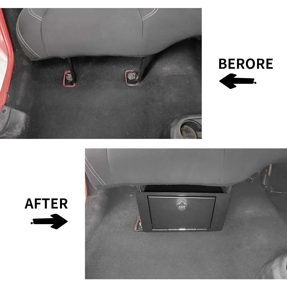 For Jeep Wrangler JK/JL 4-Dr Rear Under Seat Security Storage Organizer Lock Box