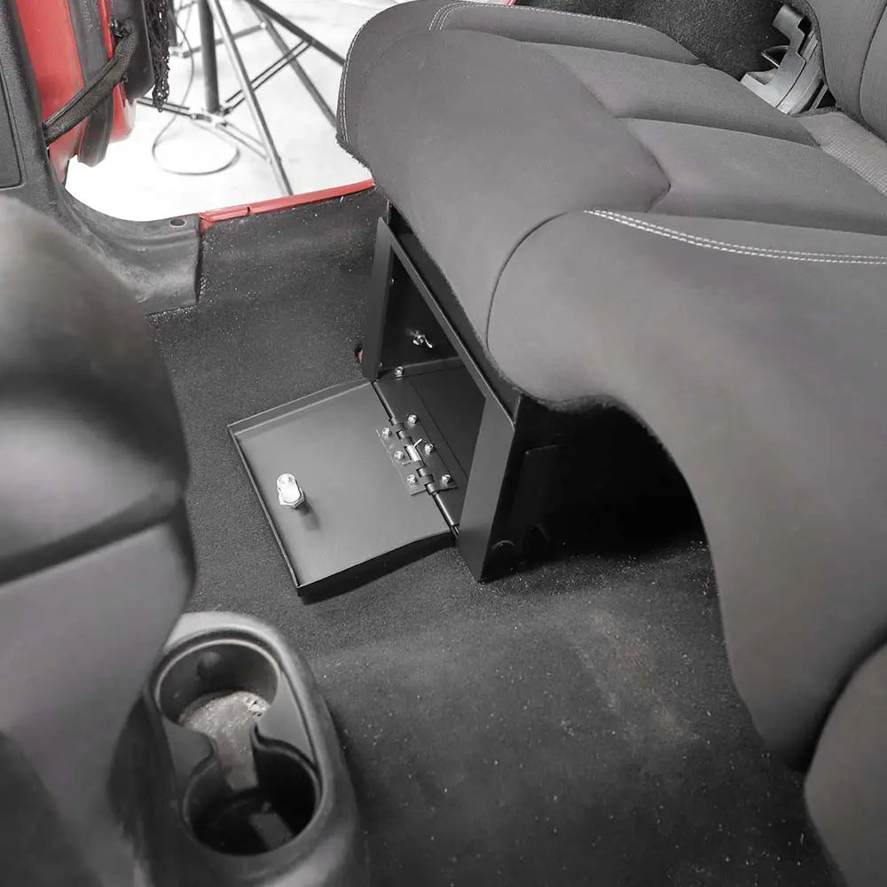 For Jeep Wrangler JK/JL 4-Dr Rear Under Seat Security Storage Organizer Lock Box