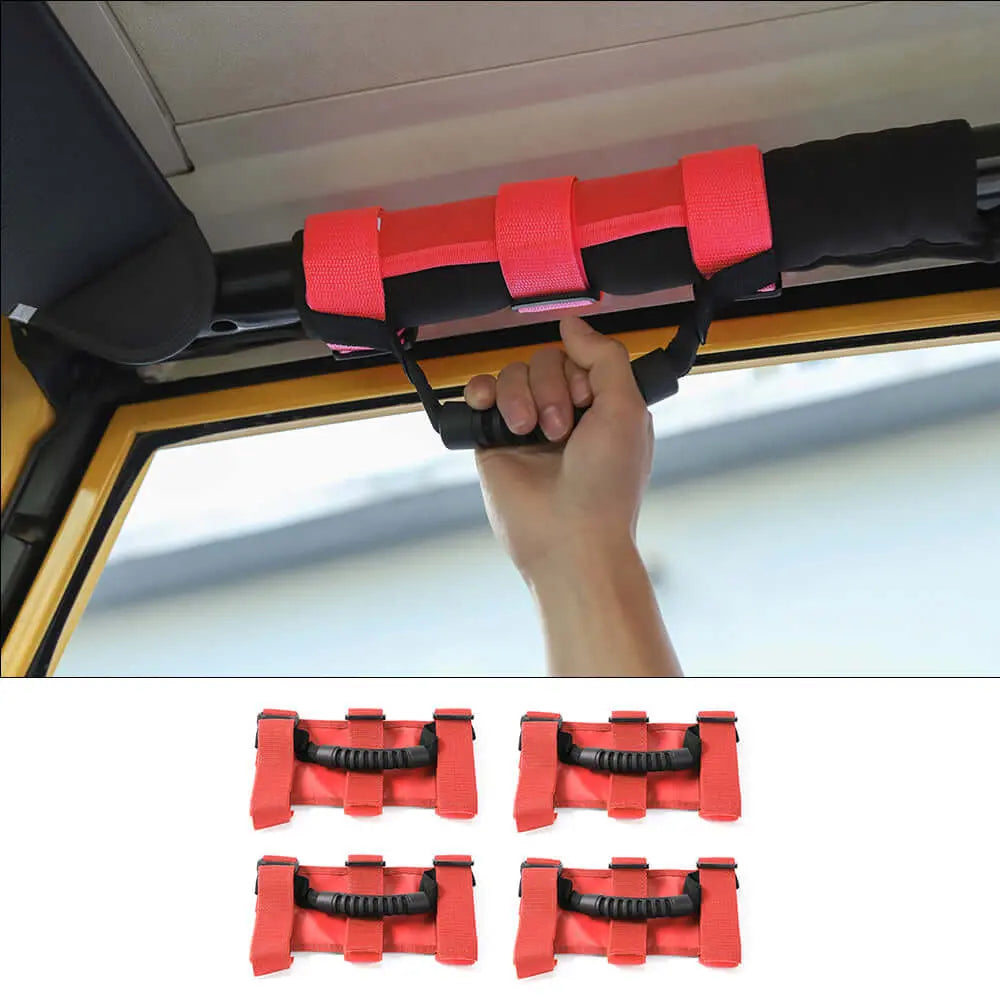 For Jeep Wrangler JK JL CJ YJ TJ JT 4PCS Top Roll Bar Grab Handles