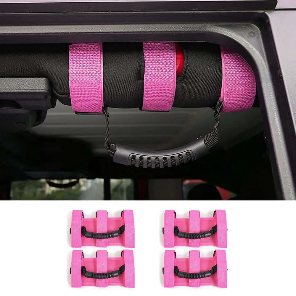 For Jeep Wrangler JK JL CJ YJ TJ JT 4PCS Top Roll Bar Grab Handles
