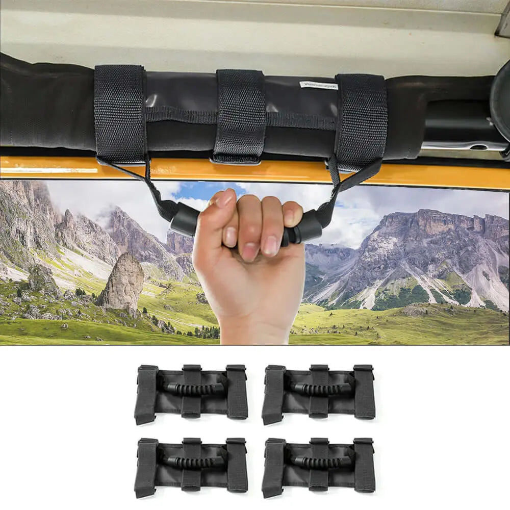 For Jeep Wrangler JK JL CJ YJ TJ JT 4PCS Top Roll Bar Grab Handles