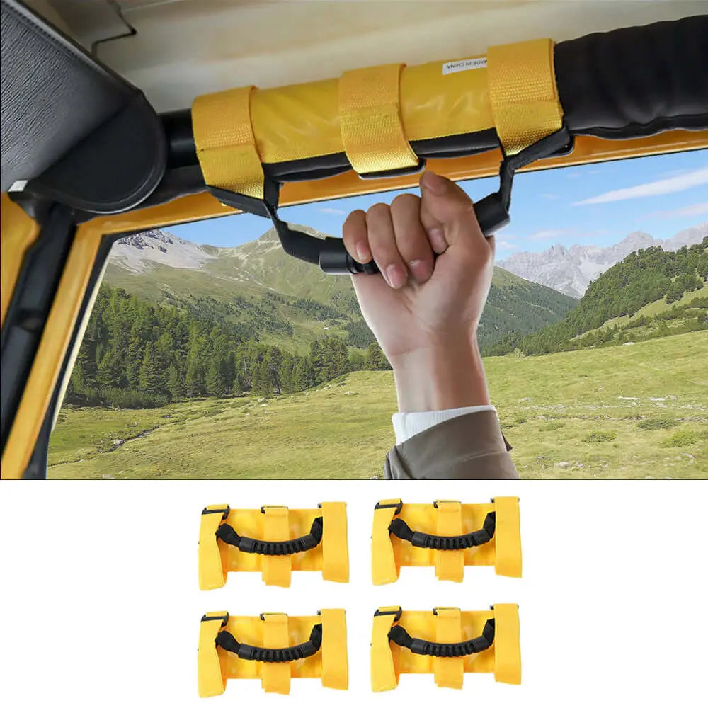 For Jeep Wrangler JK JL CJ YJ TJ JT 4PCS Top Roll Bar Grab Handles
