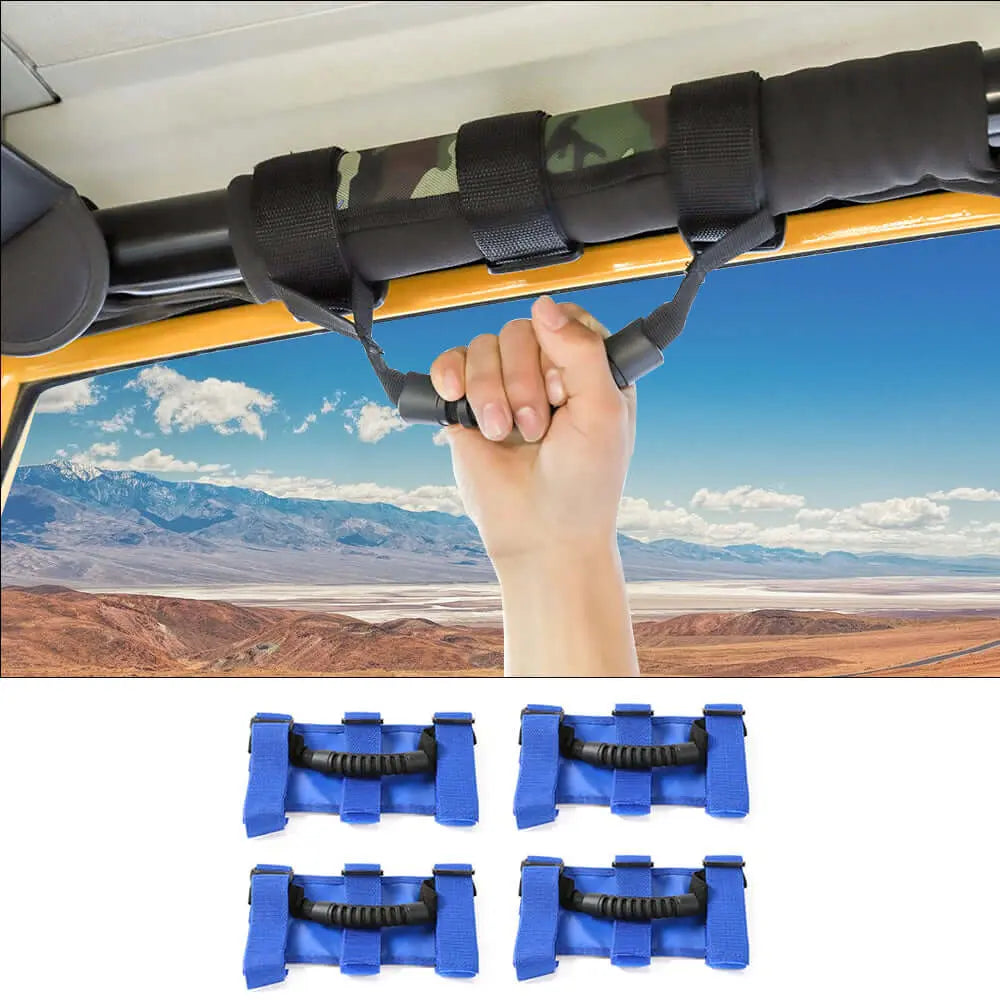 For Jeep Wrangler JK JL CJ YJ TJ JT 4PCS Top Roll Bar Grab Handles