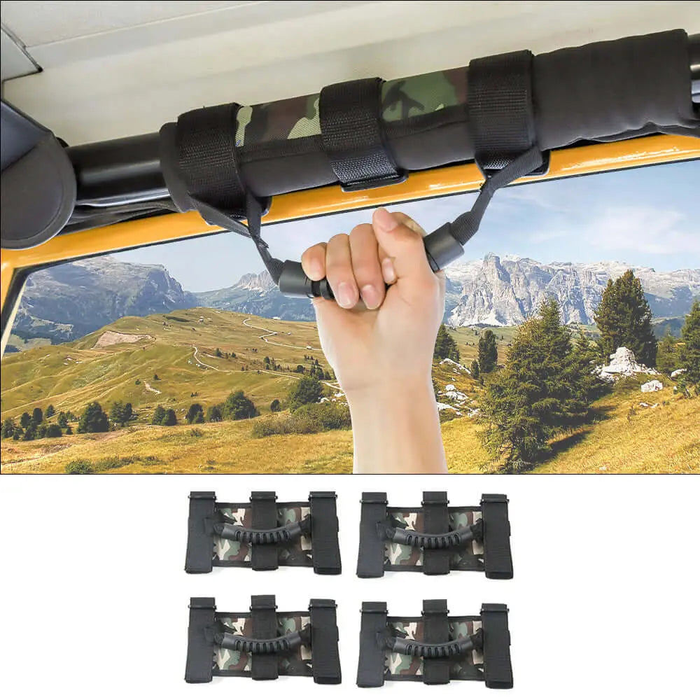 For Jeep Wrangler JK JL CJ YJ TJ JT 4PCS Top Roll Bar Grab Handles