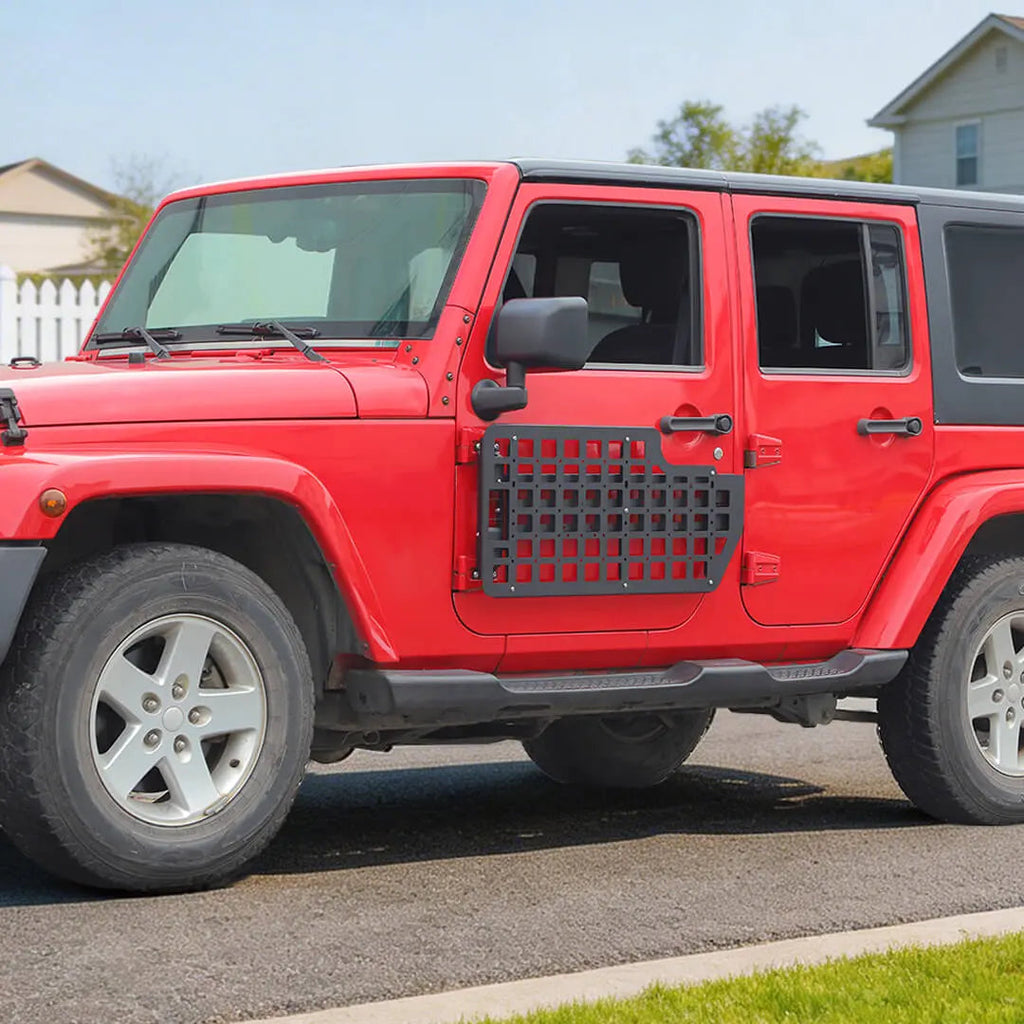 For Jeep Wrangler JK JL Exterior Front Door Exterior Molle Panel Storage Rack System Accessories (4 pcs)