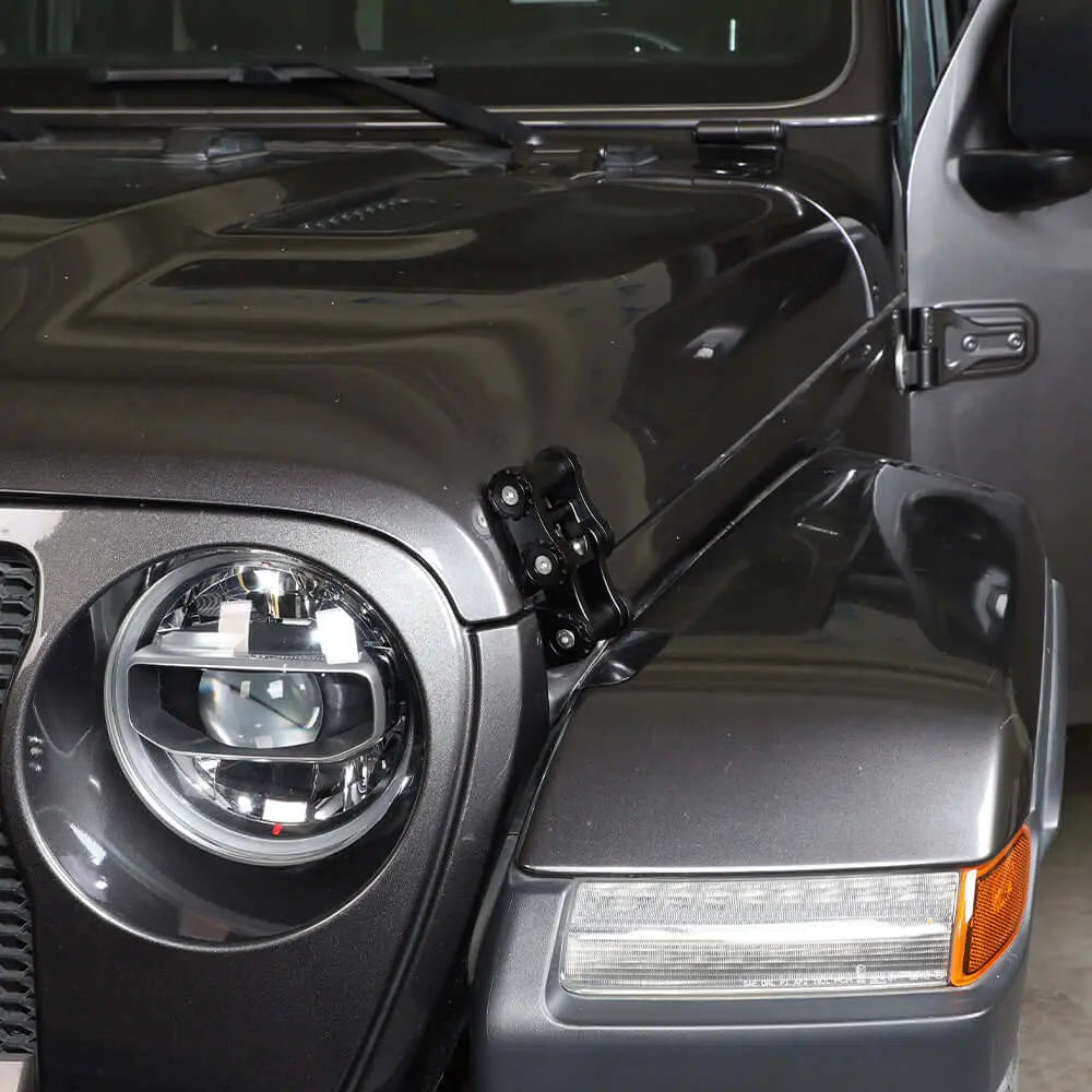 For Jeep Wrangler JK JL Gladiator JT Chain Hood Latch Catch Kit Black
