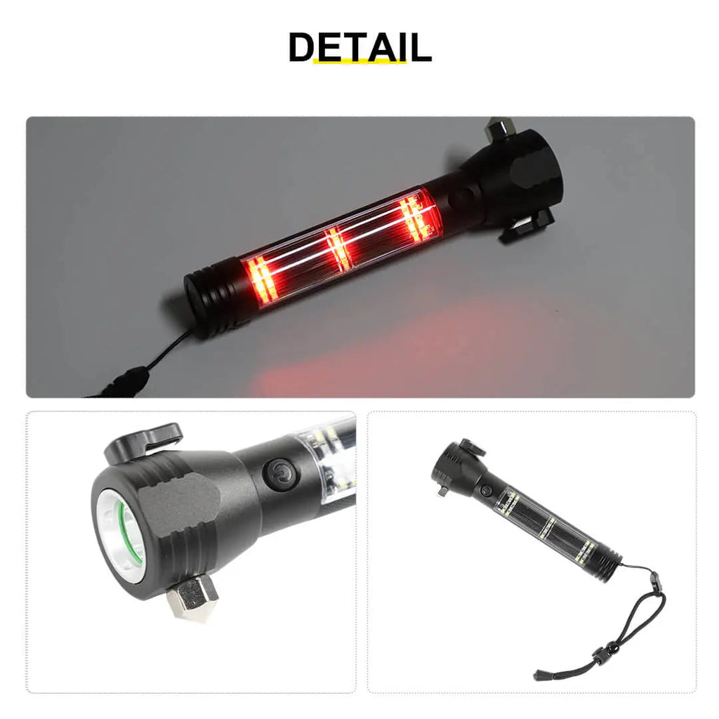 For Jeep Wrangler JK JL Interior Multifunctional Flashlight Safety Hammer Bracket Accessories