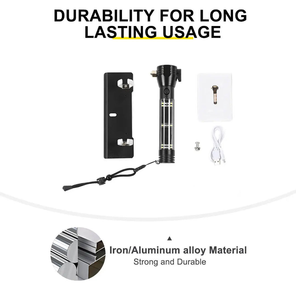 For Jeep Wrangler JK JL Interior Multifunctional Flashlight Safety Hammer Bracket Accessories
