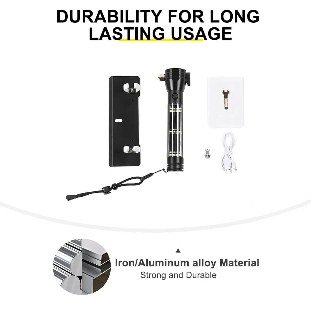 For Jeep Wrangler JK JL Interior Multifunctional Flashlight Safety Hammer Bracket Accessories