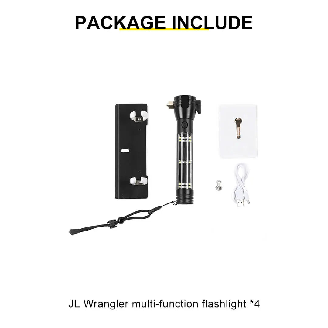 For Jeep Wrangler JK JL Interior Multifunctional Flashlight Safety Hammer Bracket Accessories