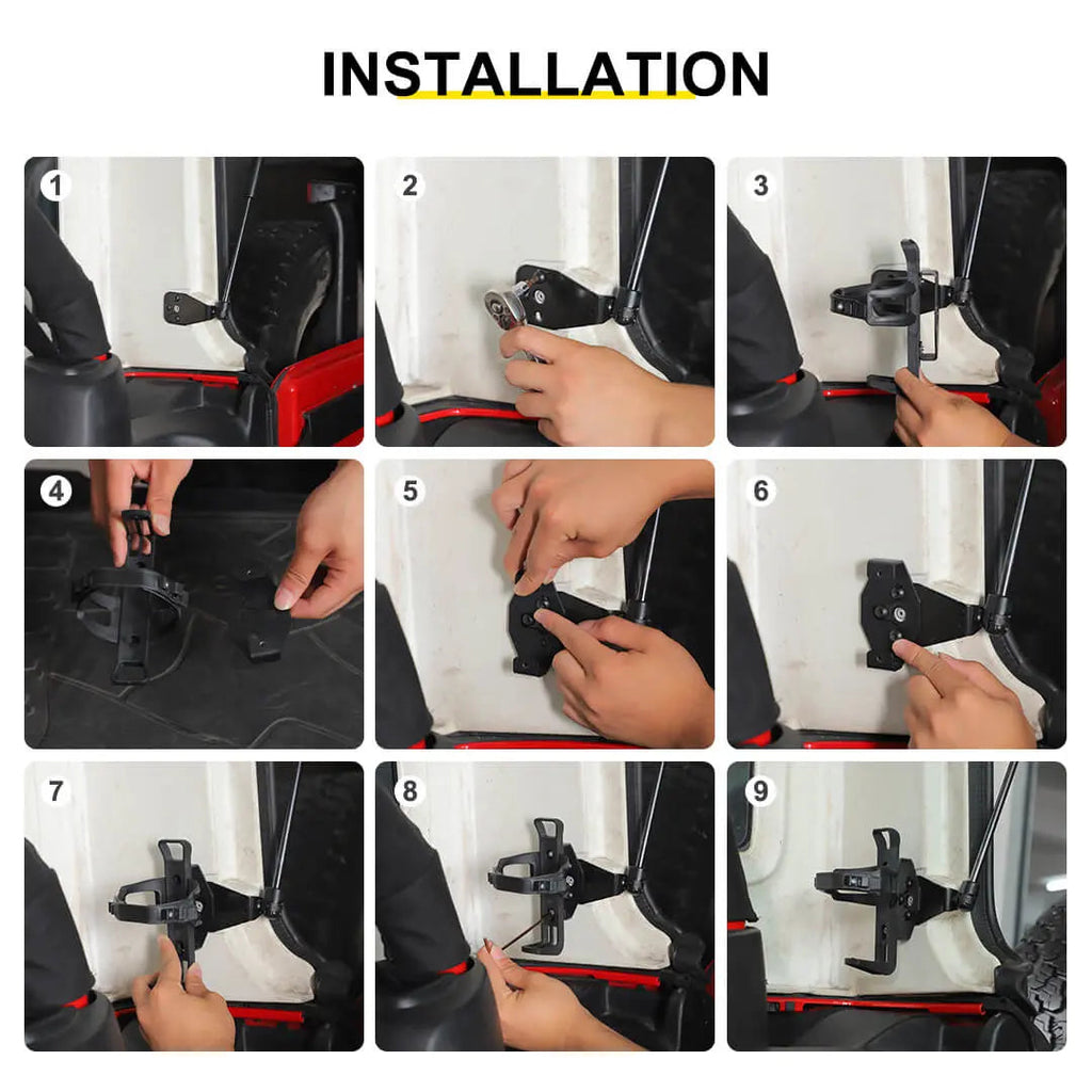 For Jeep Wrangler JK JL Interior Rear Cargo Trunk Fire Extinguisher Cup Holder Stand Support