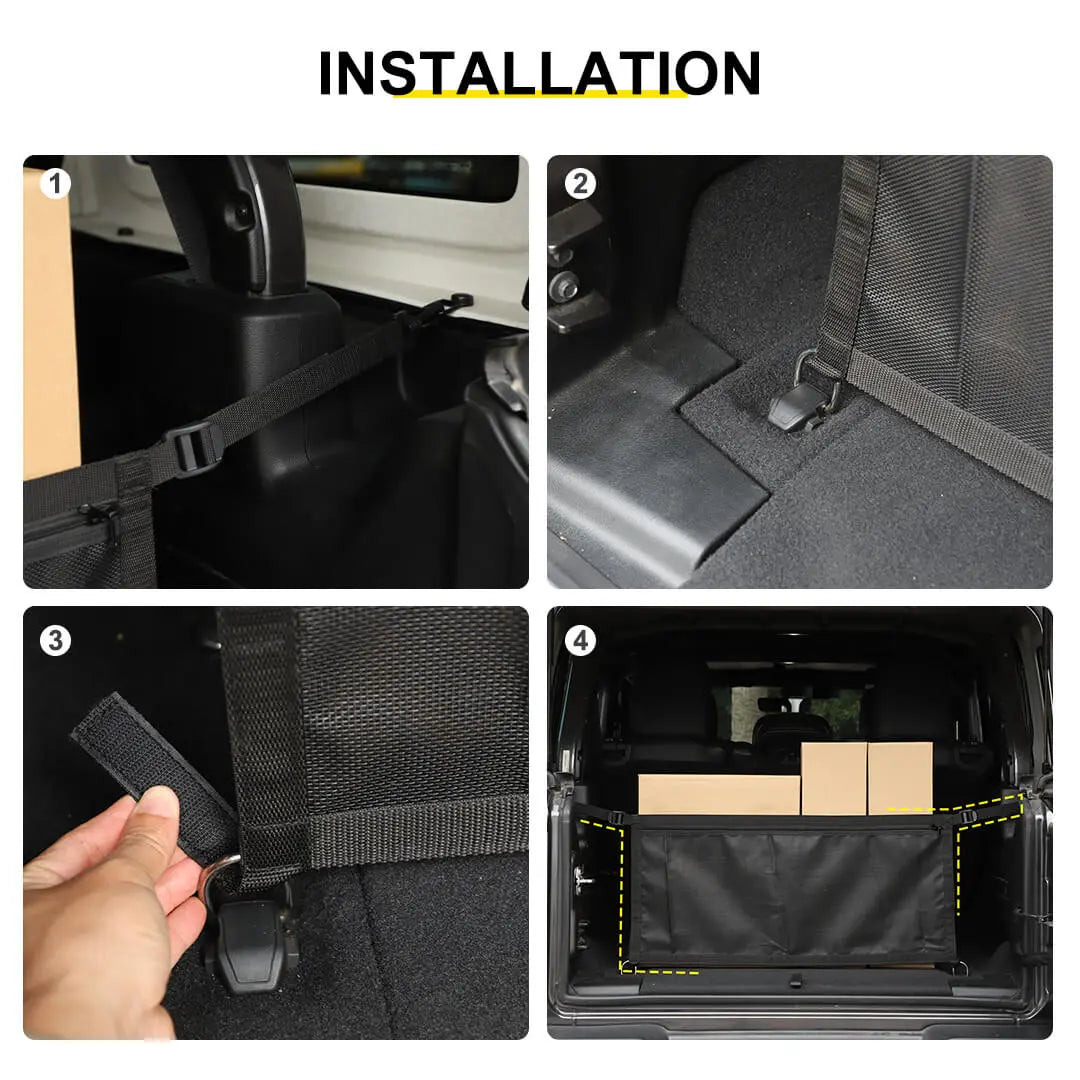 For Jeep Wrangler JK JL Interior Rear Trunk Cargo Shielded Isolation Net Cover