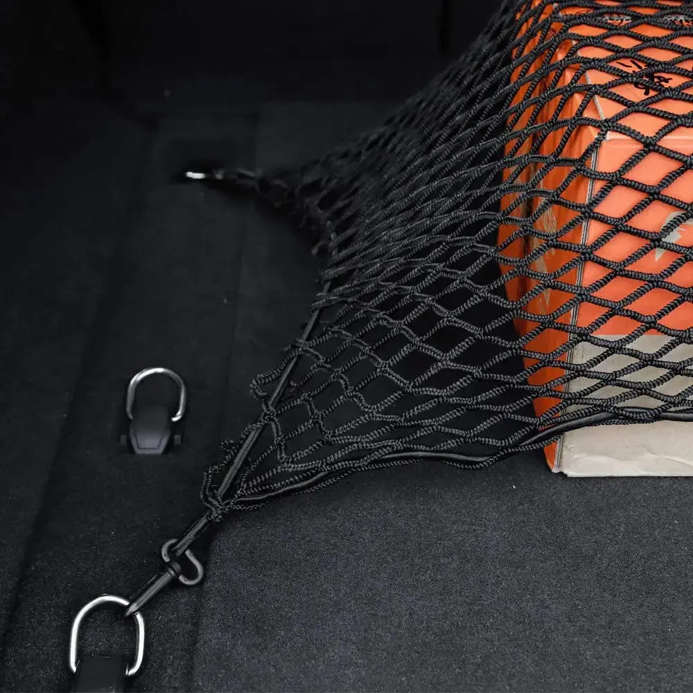 For Jeep Wrangler JK JL JKU Rear Cargo Nets Trunk Storage Bungee  (32.2''x18.5'') Organizer Mesh Nets with 4 Hooks