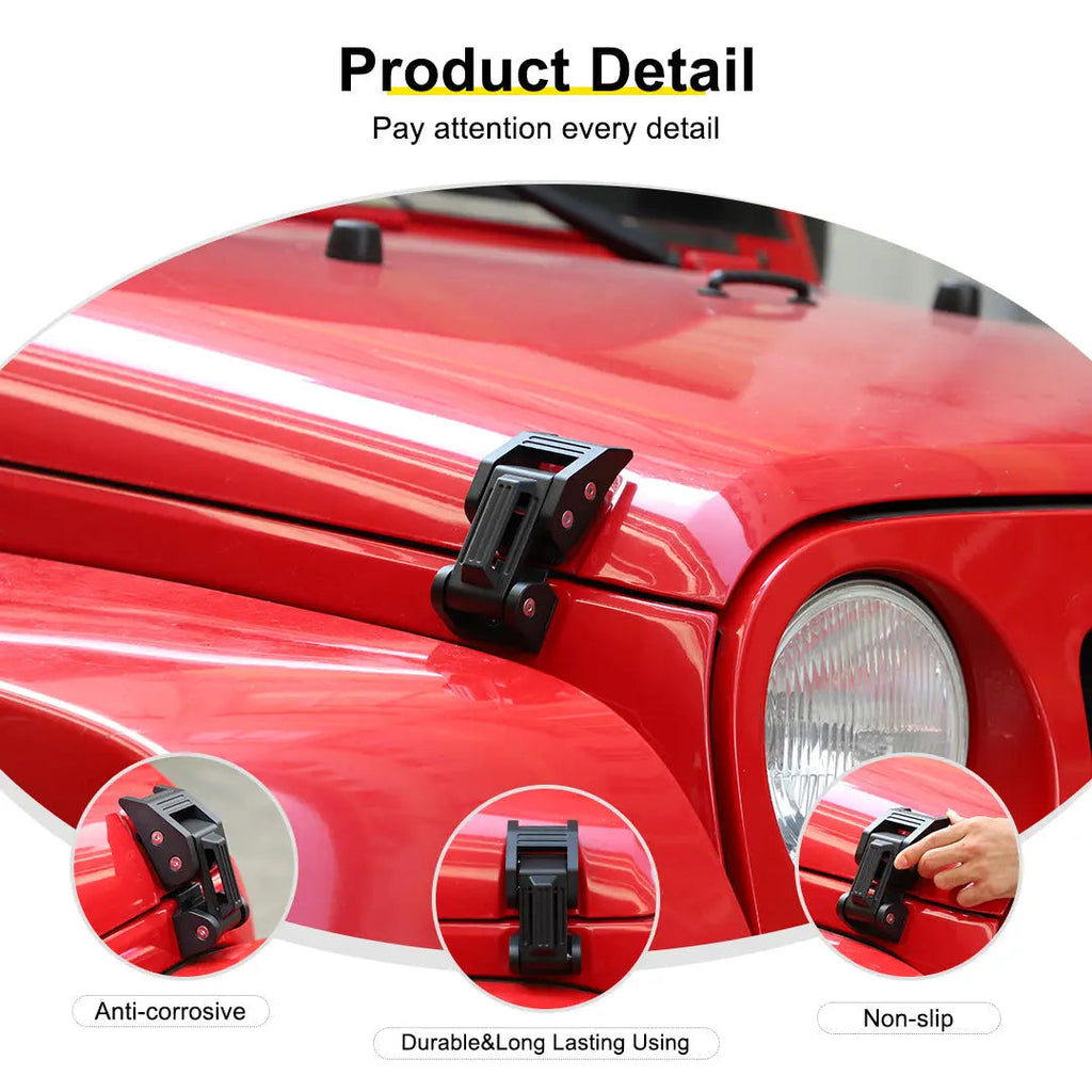 For Jeep Wrangler JK JL JT Exterior Engine Hood Latch Catch Buckle Lock (2 pcs)