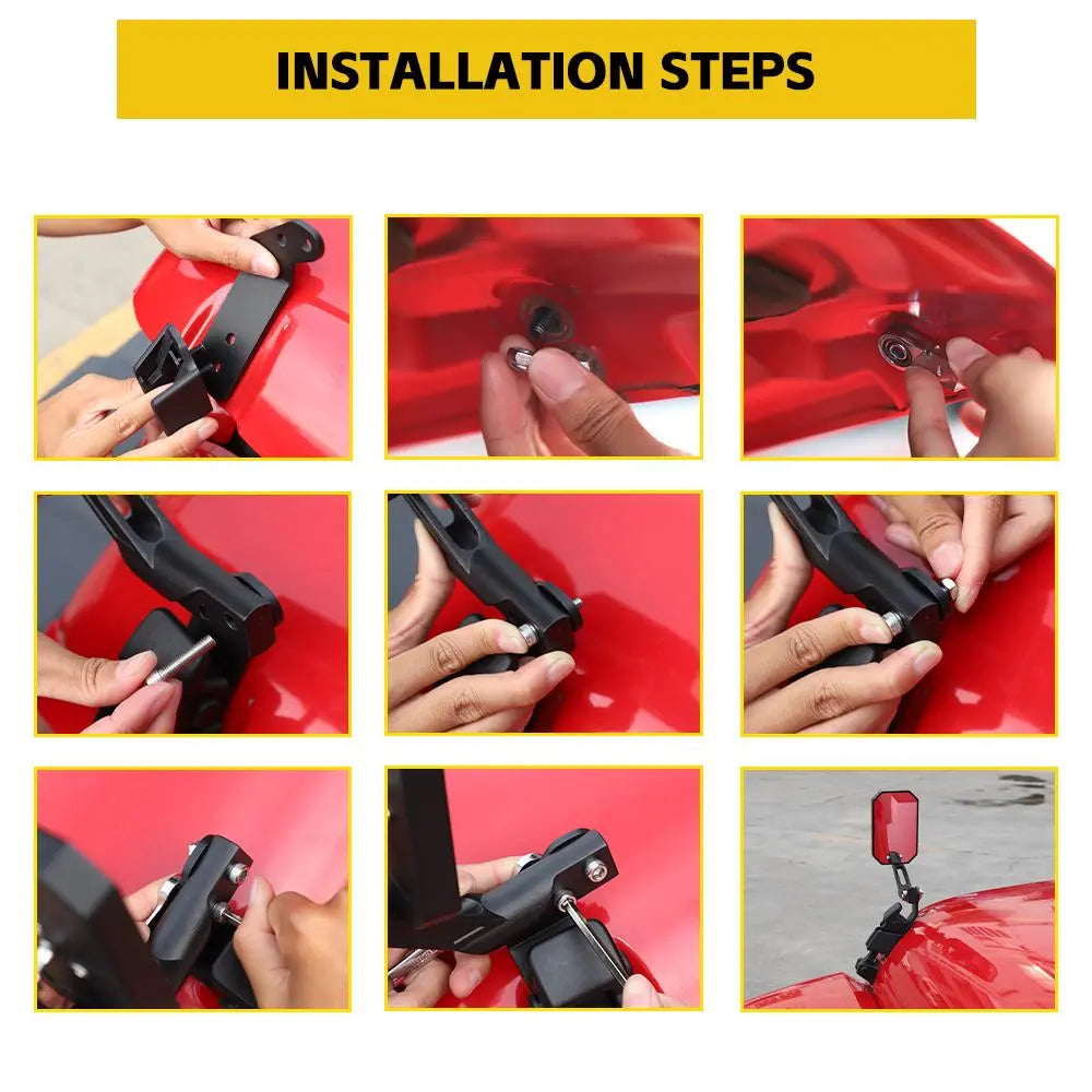 For Jeep Wrangler JK/JL/JT Hood Latch Reversing Rearview Mirror