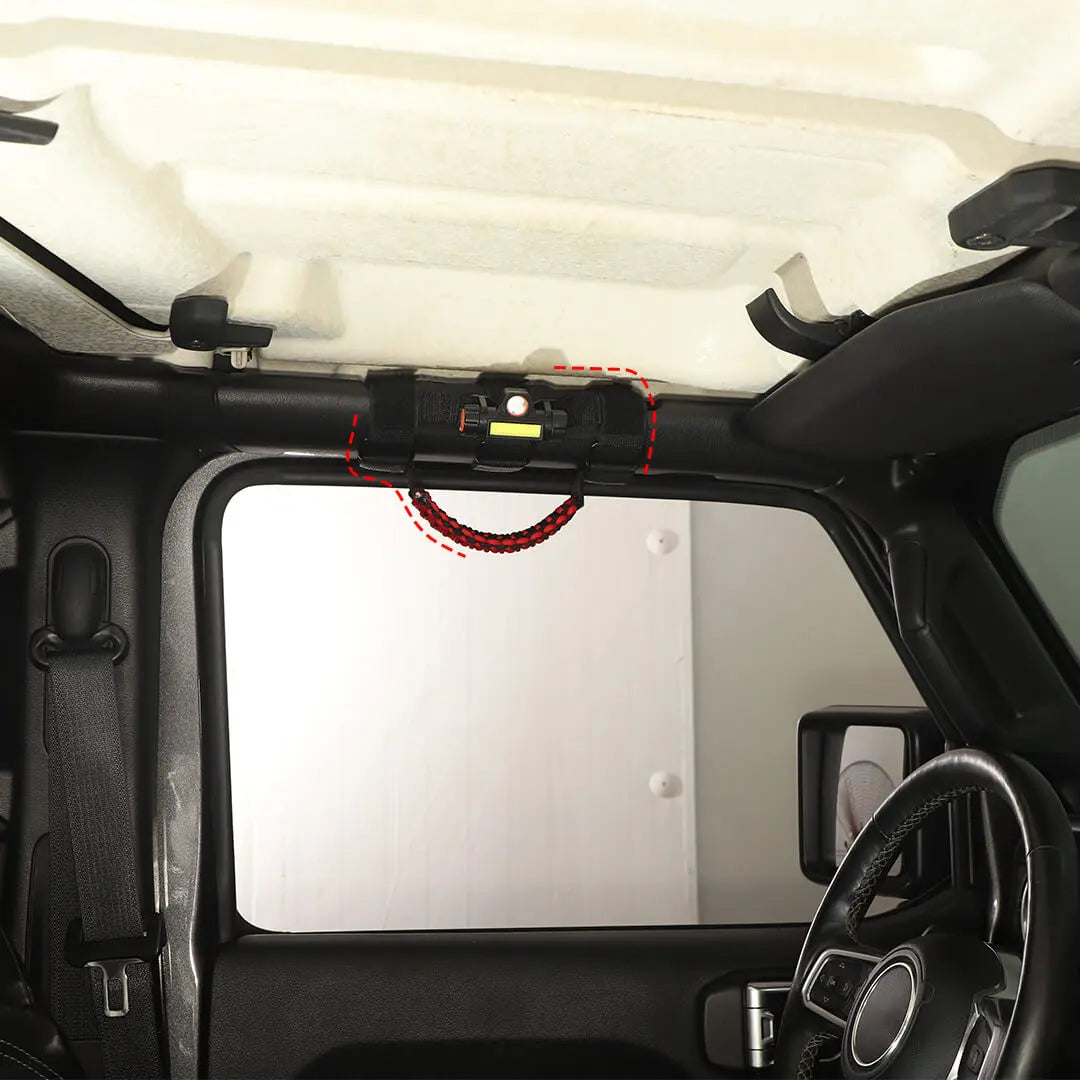 For Jeep Wrangler JK JL JT Interior Car Roll Bar Grab Handles Pull Grip w/Light Accessories (2 pcs)